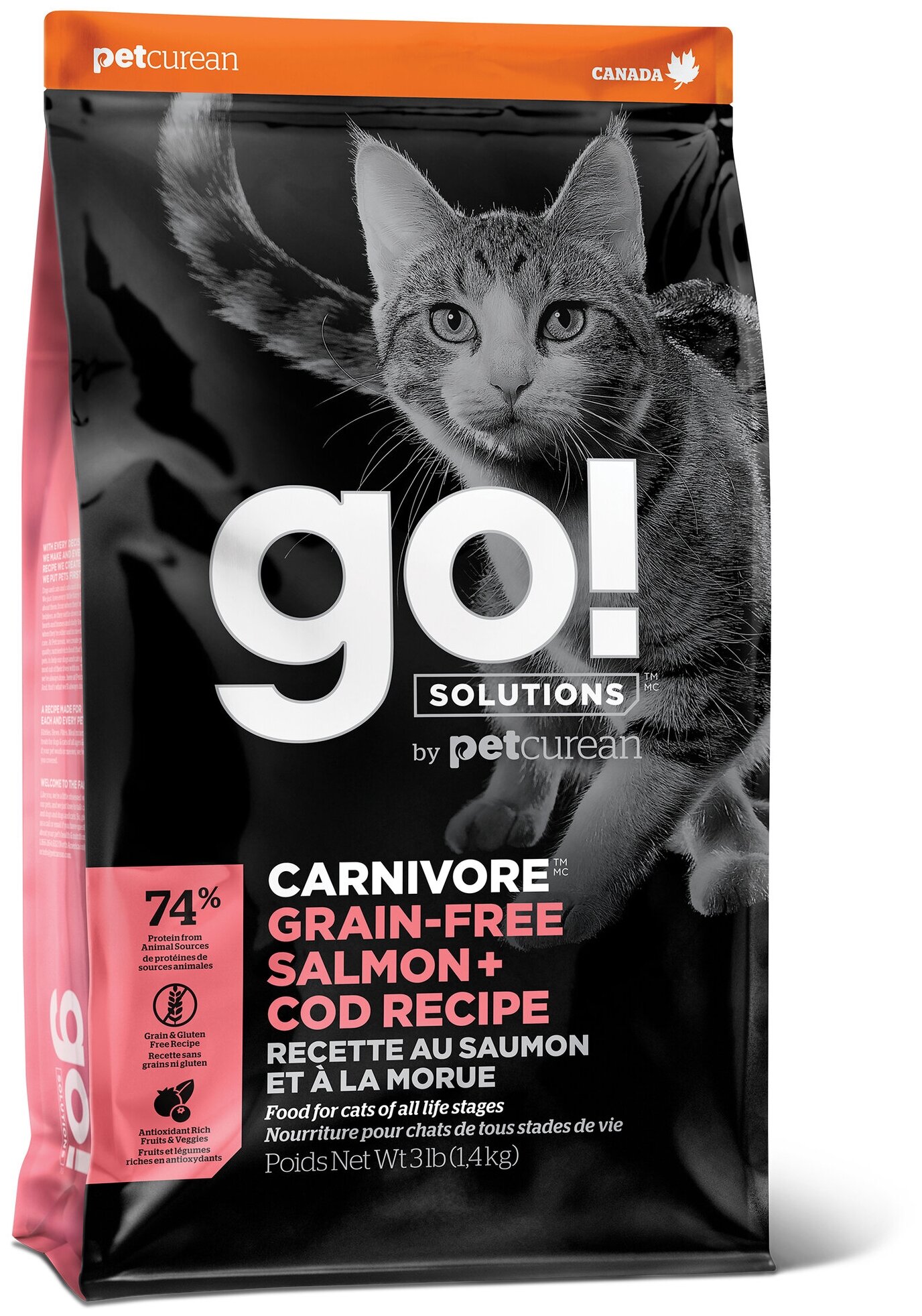 Go! Natural Holistic GO! Carnivore GF Salmon + Cod Recipe for Cats - Корм для котят и кошек с лососем и треской - 3,63 кг