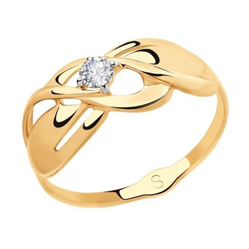 фото Sokolov кольцо из золота с фианитом 018115, размер 18.5