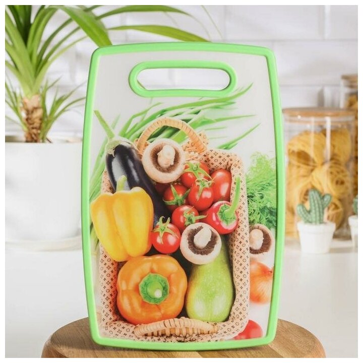 фото Доска разделочная пластиковая прямоугольная Доляна «Урожай», 30×20 см