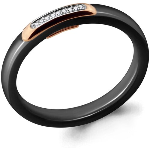фото Золотое кольцо aquamarine 963315чк с бриллиантом и керамикой diamant-online