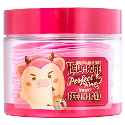 фото Elizavecca пилинг-диски для лица milky piggy hell-pore perfect wine sparkling peeling pad 200 мл 30 шт.