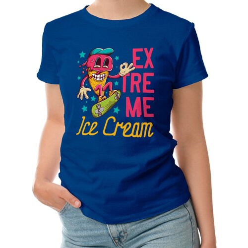 Женская футболка «Экстремальное мороженое» (L, темно-синий)