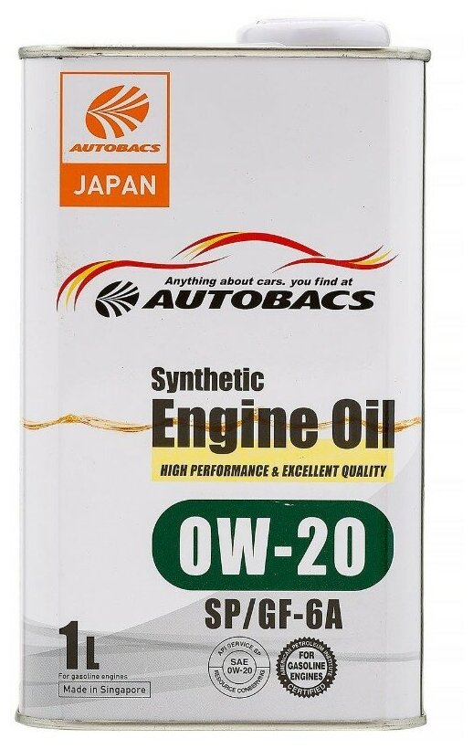 Масло моторное AUTOBACS 0/20 Synthetic, синтетическое, SP/GF-6, 1 л, A00032423