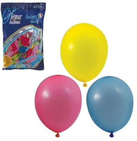 Шары воздушные 10" (25 см), комплект 100 шт, 12 пастельных цветов, в пакете, 1101-0003