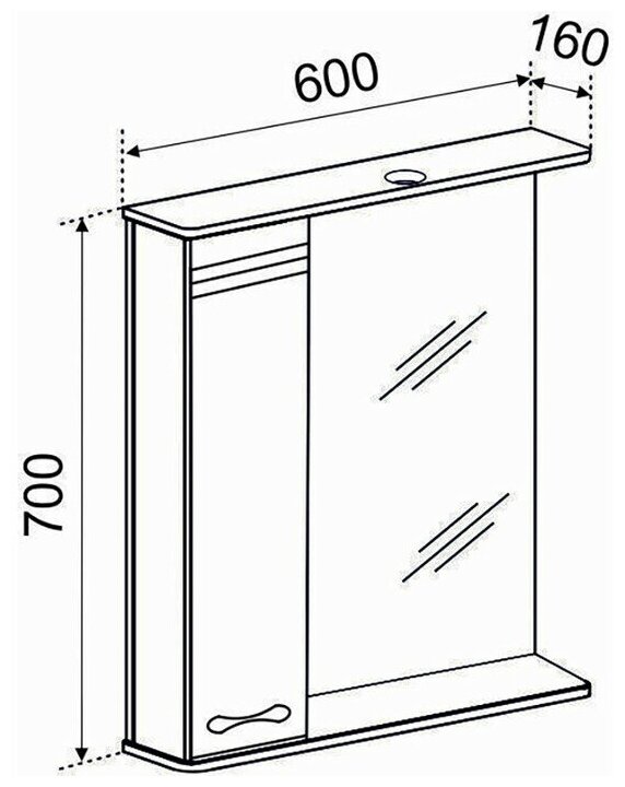 Зеркало-шкаф Emmy Рио 60х70 левый, с подсветкой, белый (rio60mir1-l) - фотография № 2