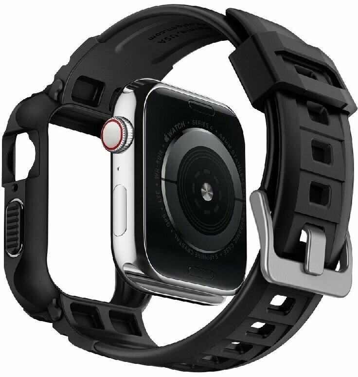 Чехол с ремешком Spigen Rugged Armor Pro для Apple Watch series SE/6/4 44 mm (оригинал Black)