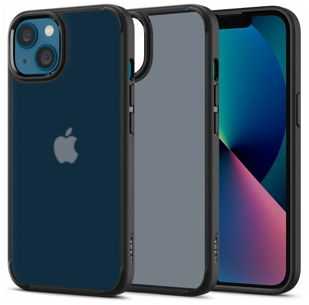 Чехол Spigen на Apple iPhone 13 (ACS03623) Ultra Hybrid Matte / Спиген чехол для Айфон 13 накладка, противоударный, с защитой камеры, черный