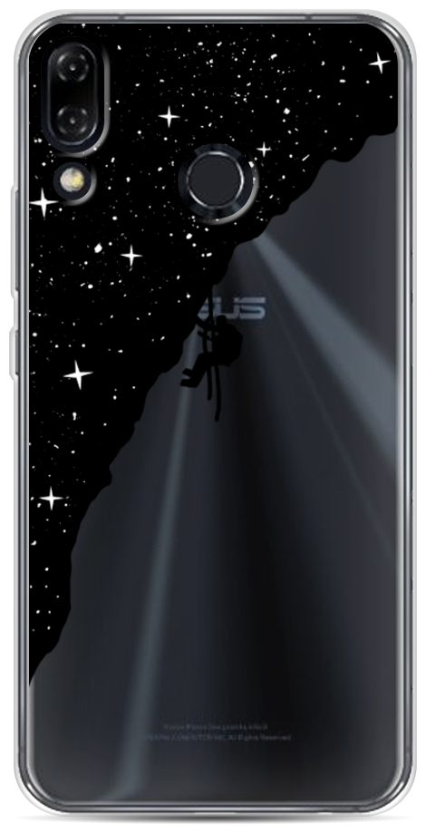 Силиконовый чехол на Asus Zenfone 5 ZE620KL / Асус Зенфон 5 ZE620KL Скалолаз в космосе, прозрачный