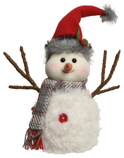 Kaemingk Декоративная фигура Снеговик Тоби в рождественском колпаке 29 см 610809