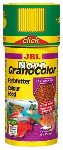 JBL NovoGranoColor CLICK - Осн. корм д/ярк. окраски акв. рыб, гранулы, 250 мл (118 г) - фотография № 1