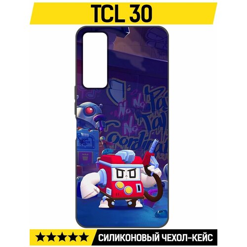 Чехол-накладка Krutoff Soft Case Brawl Stars - V8-БИТ для TCL 30 черный чехол накладка krutoff soft case brawl stars v8 бит для infinix zero 30 4g черный