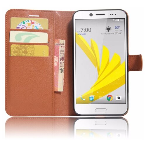 фото Фирменный чехол-книжка из качественной импортной кожи с мульти-подставкой застёжкой и визитницей для htc bolt/htc desire 10/ desire 10 lifestylle коричневый mypads