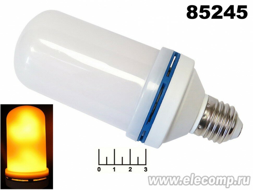 Лампа светодиодная 220V 2W E27 1400K белый теплый Мерцающий огонь (матовая)