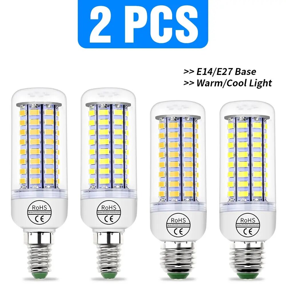 Светодиодная лампа WENNI кукуруза 220В 3-25Вт 2PCS E27 56leds 18W White