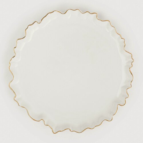 Изображение товара Тарелка обеденная, 25 см, фарфор Р, с золотистым кантом, Мятый эффект, Crumple gold