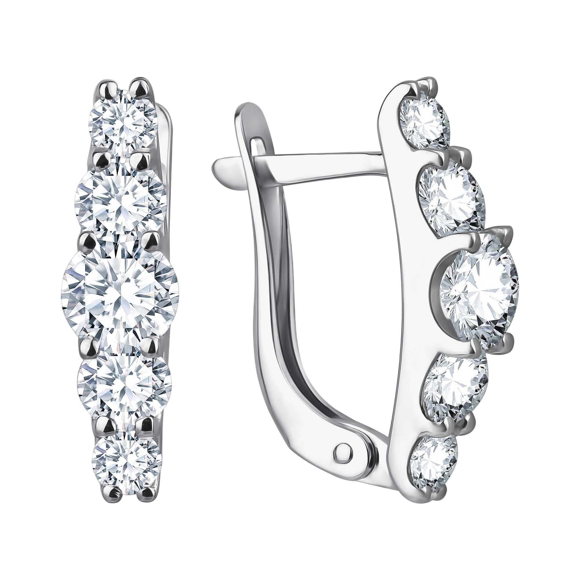 Серьги Diamant online, серебро, 925 проба, родирование, фианит