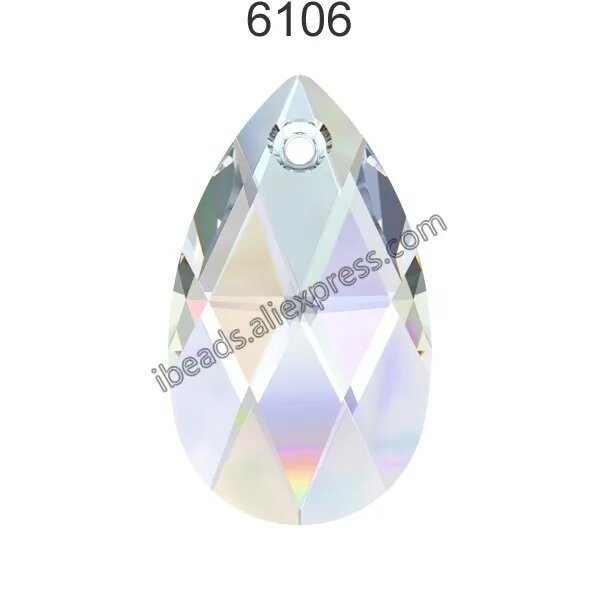 Подвеска Swarovski груша Crystal 001 AB, 28 мм