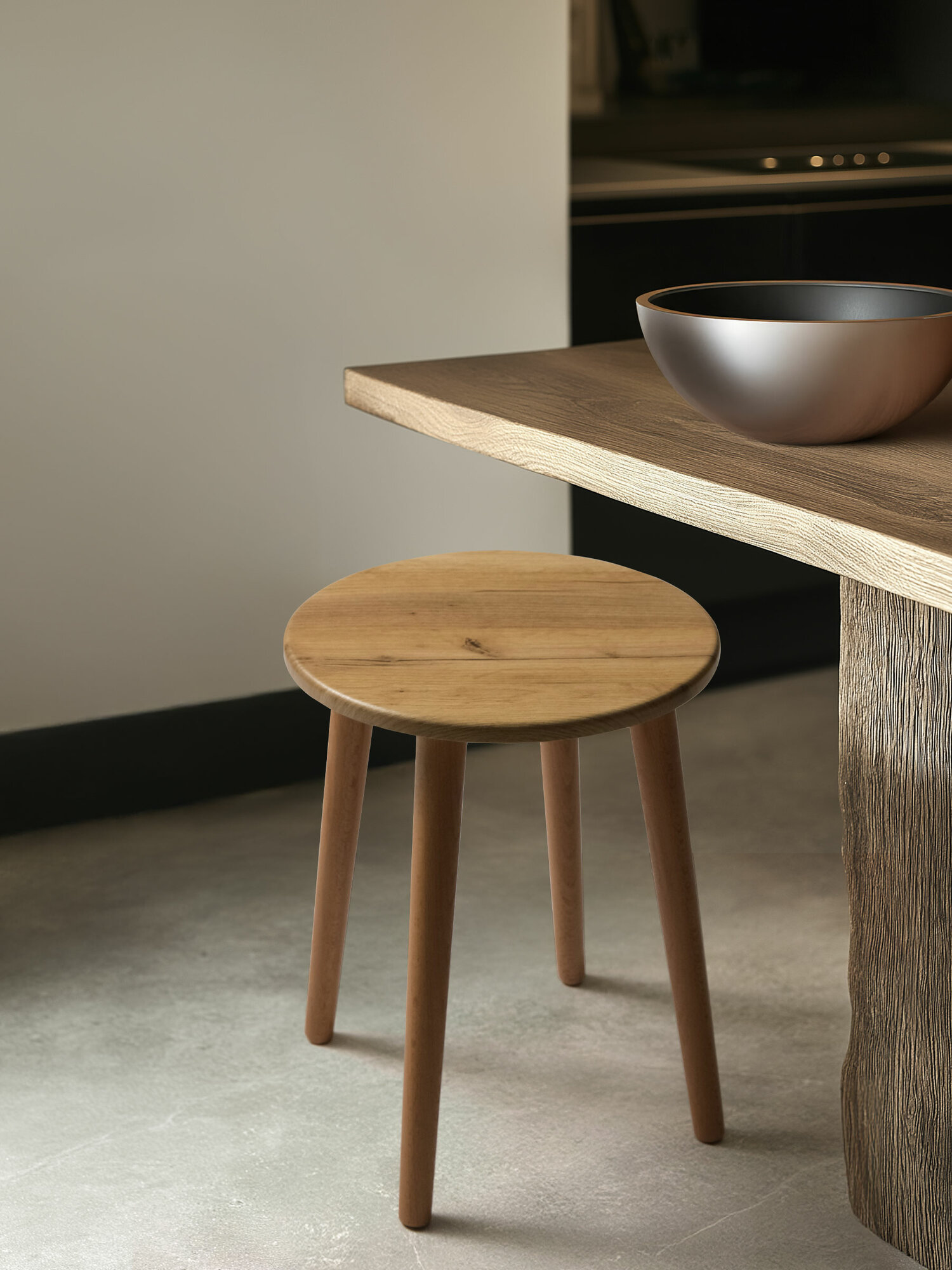 Картинки Табурет кухонный Mr.Koff, круглый, МДФ/бук, 35х35х45 см