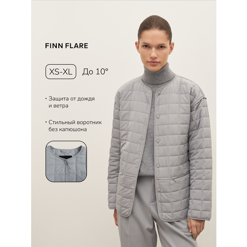фото Бомбер finn flare стеганая демисезонная, размер xs, серый