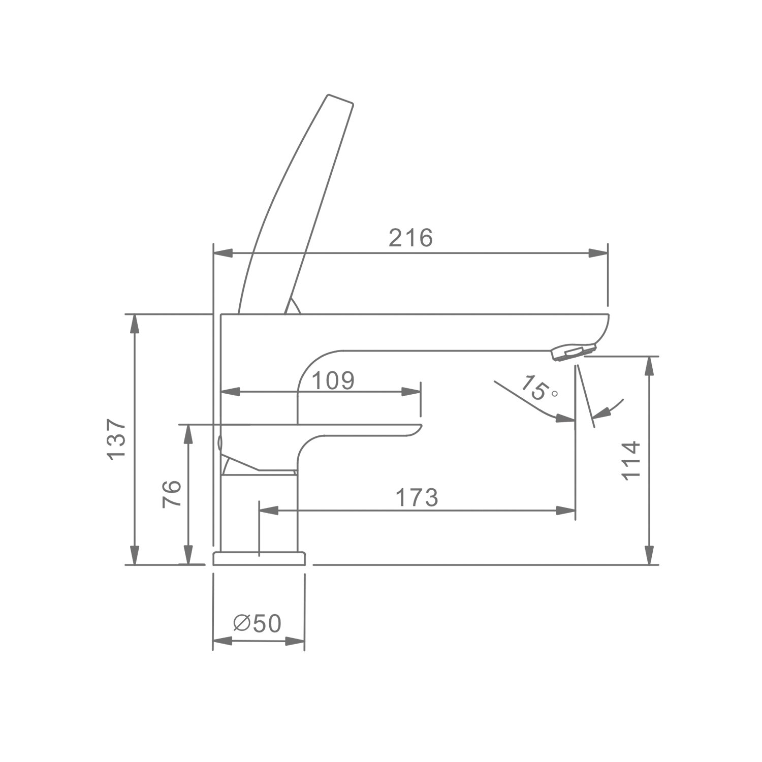 Смеситель на борт ванны Raglo R03.31, латунь, однорычажный, хром — фото 1