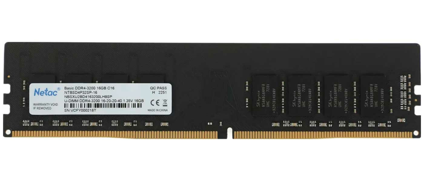 Оперативная память Netac DDR4 NETAC 16GB 3200MHz (NTBSD4P32SP-16J)
