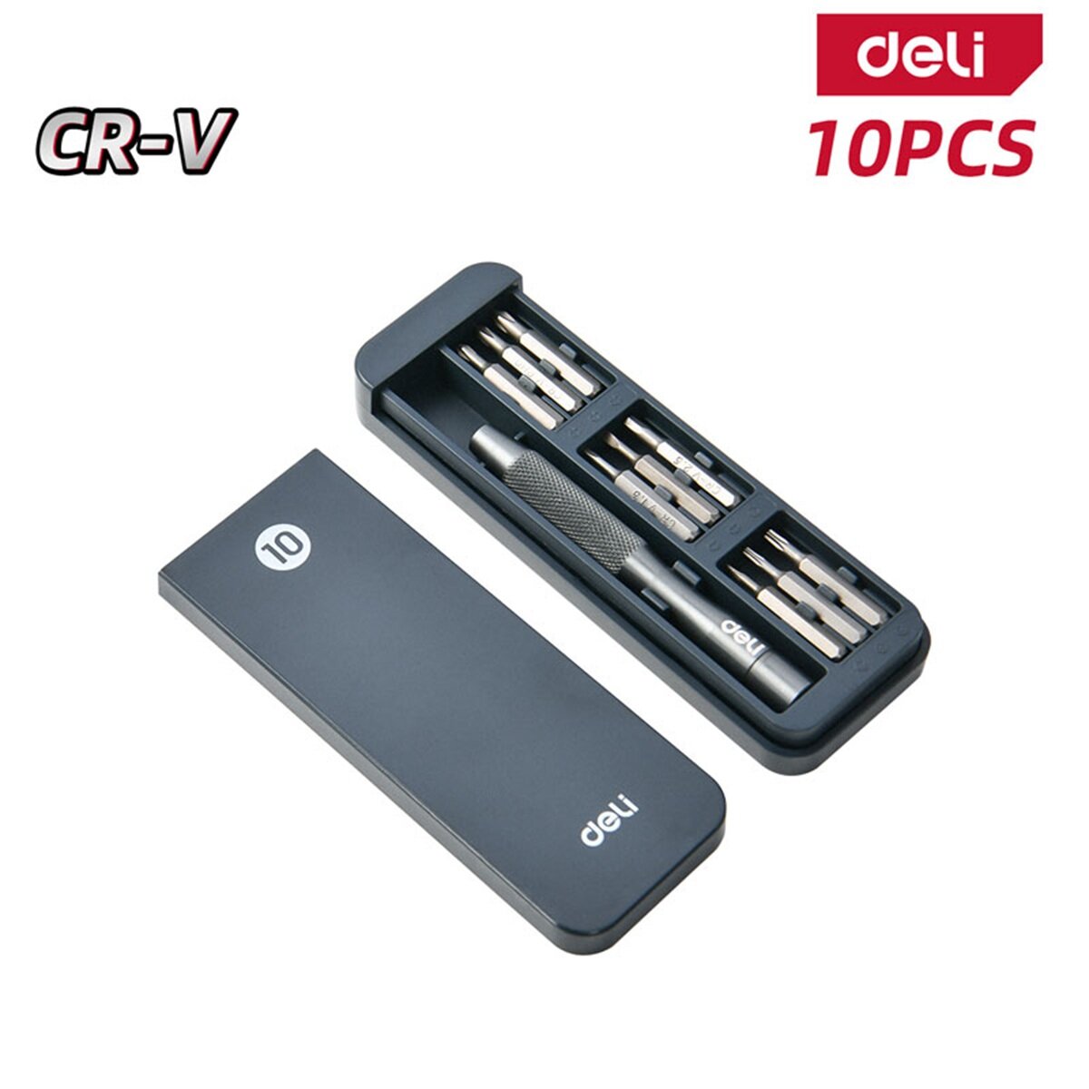 Набор прецизионных отверток Deli DL241010J (отвертка + 9 бит), сталь Cr-V