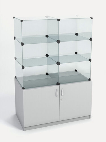 Изображение товара Прилавок "КУБ" №1-КО (без стеклянных дверок, передняя стенка - стекло), Серый