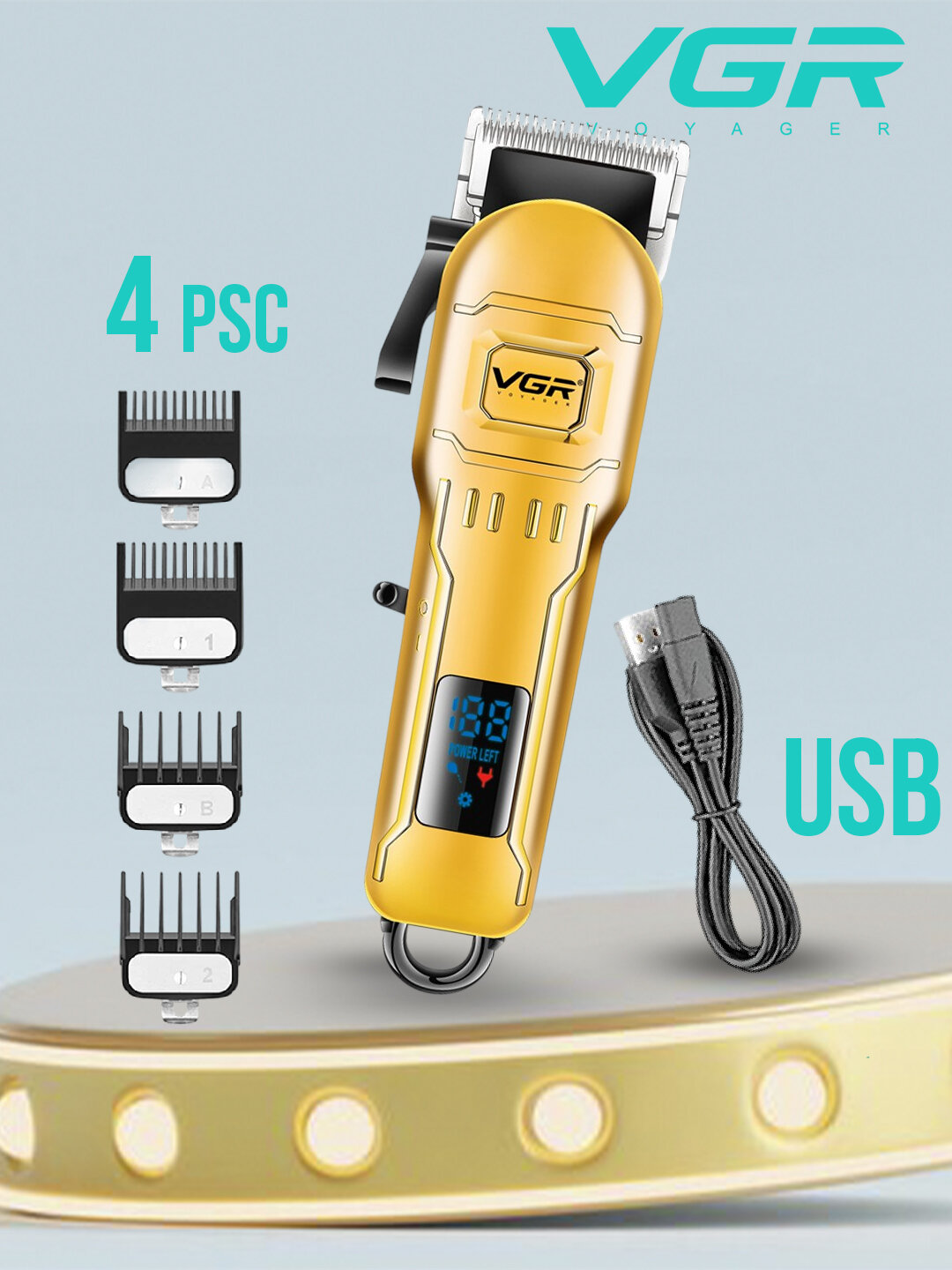 Машинка для стрижки VGR-268, питание от USB, для стрижки волос