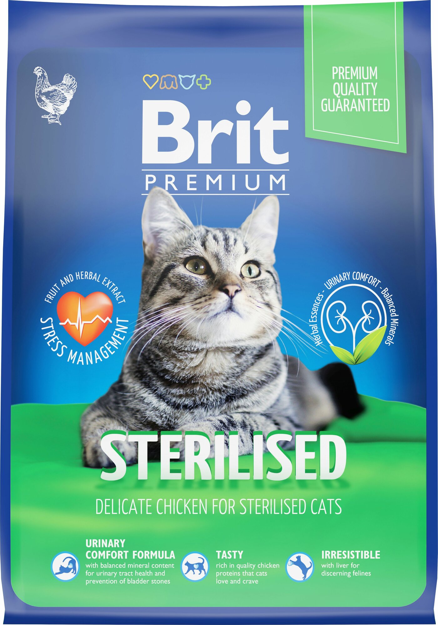 Сухой корм для стерилизованных кошек Brit Premium Cat Sterilized Chicken с курицей, 2 кг