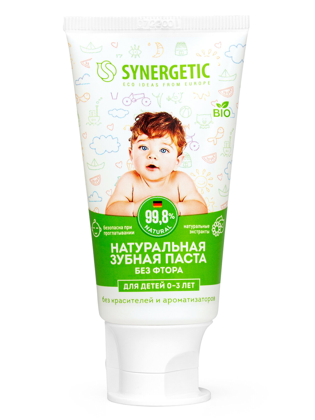 Зубные Пасты Детские Детская зубная паста SYNERGETIC от 0 до 3 лет натуральная, без красителей и ароматизаторов, 50 г