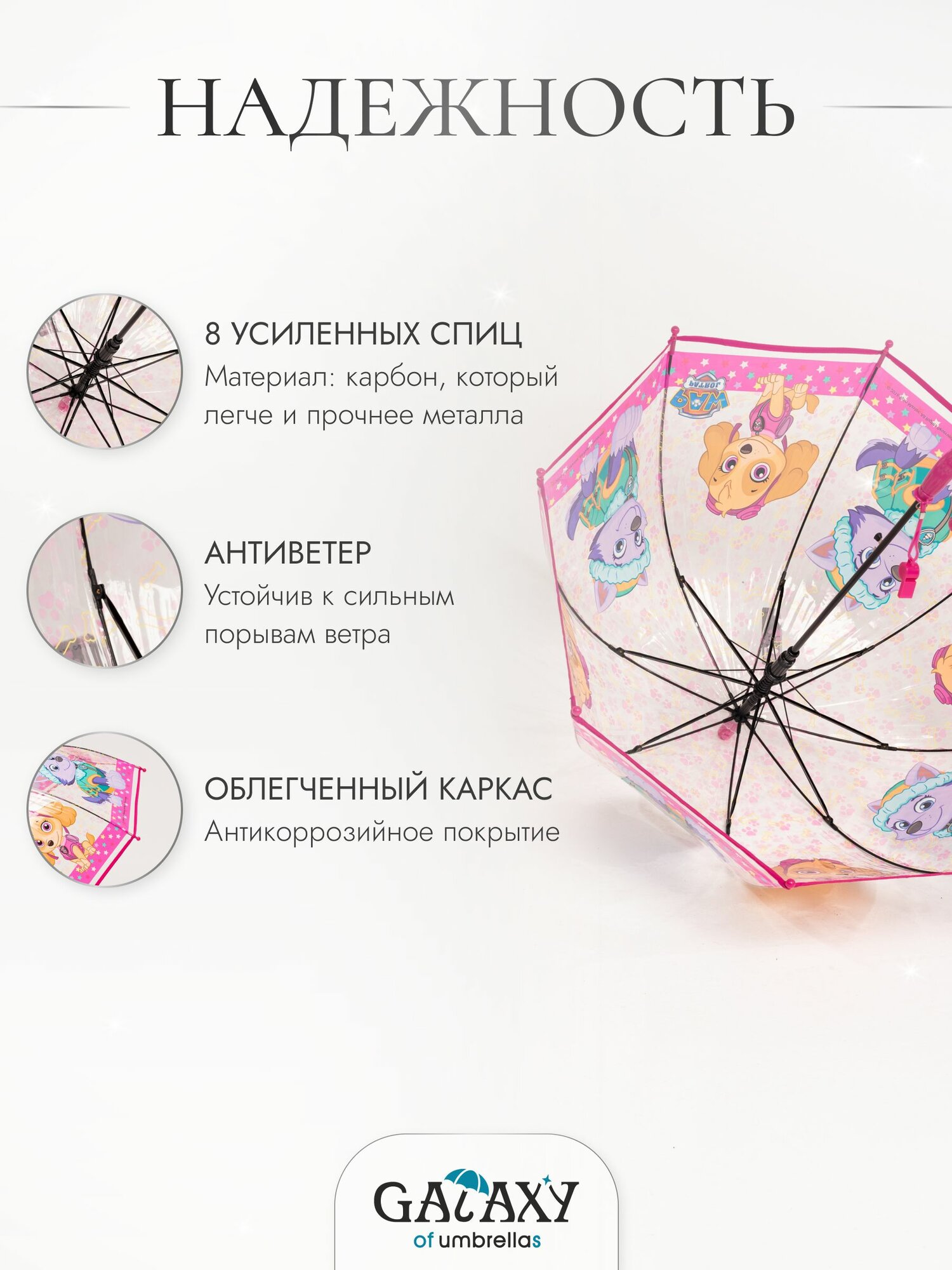 Зонт-трость GALAXY OF UMBRELLAS, розовый — фото 1