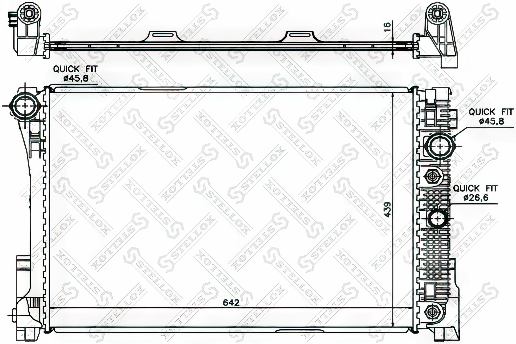 Радиатор охлаждения двигателя для Мерседес Ц, Е, Глк, SLK 10-26554-SX STELLOX