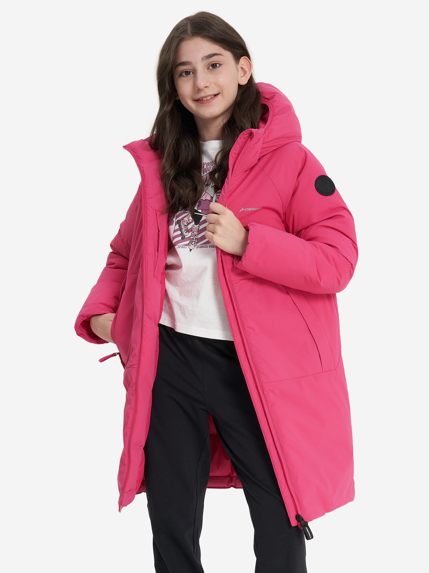 Куртка Demix Girls Faux Down Jacket размер 152/158 фуксия