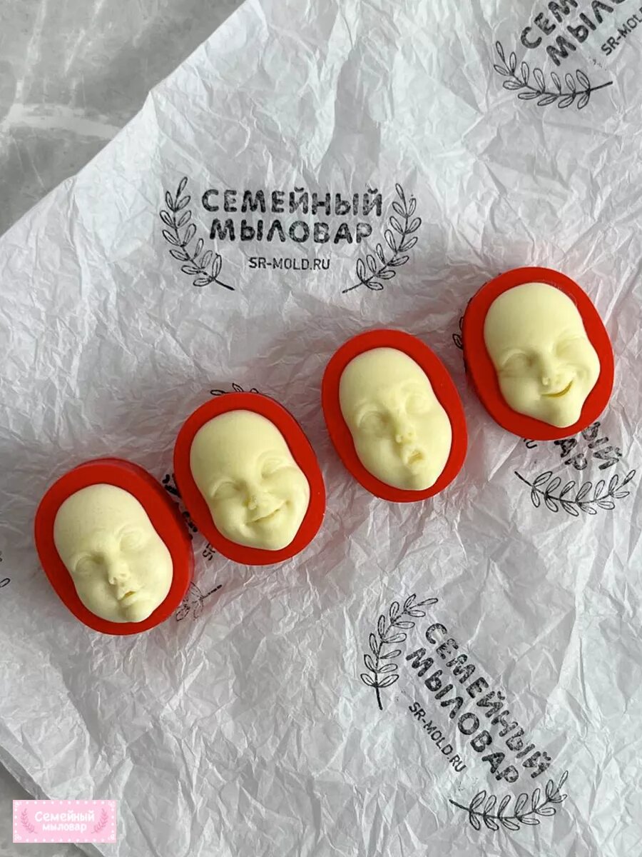 Силиконовая форма / молд "Лицо ребёнка" набор 4шт — фото 1