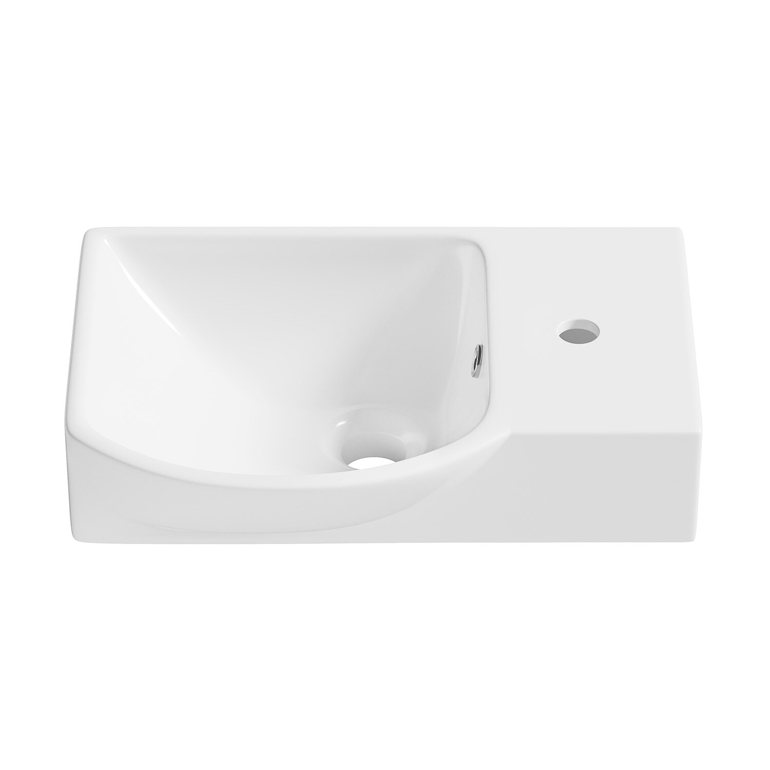 Подвесная/накладная раковина для ванной Wellsee WC Area 151807000, ширина умывальника 45 см, цвет глянцевый белый