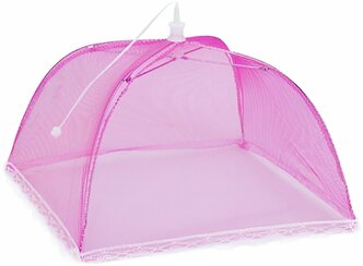 Сетка (зонт) антимоскитная для еды складная. розовая 43см х 43 х 20 см