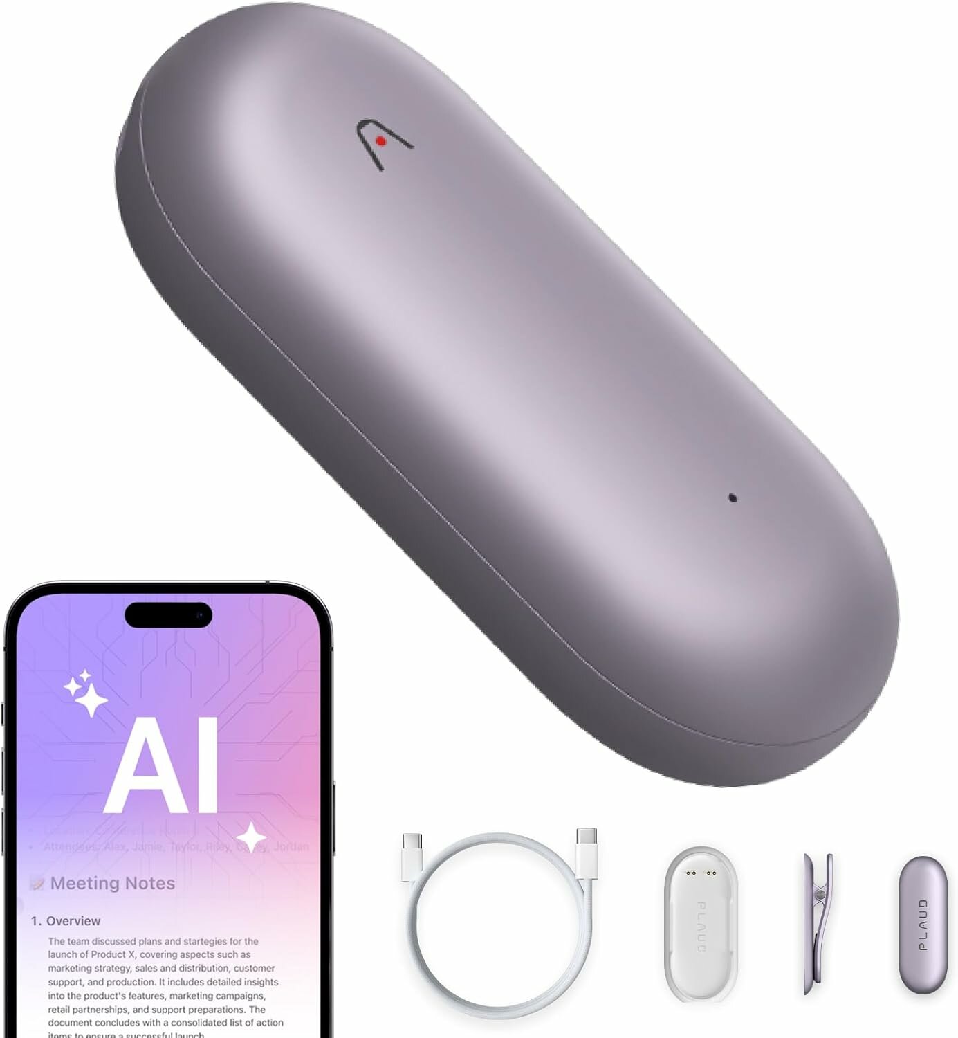 Цифровой диктофон Plaud NotePin с поддержкой ChatGPT, Фиолетовый | Sunset Purple