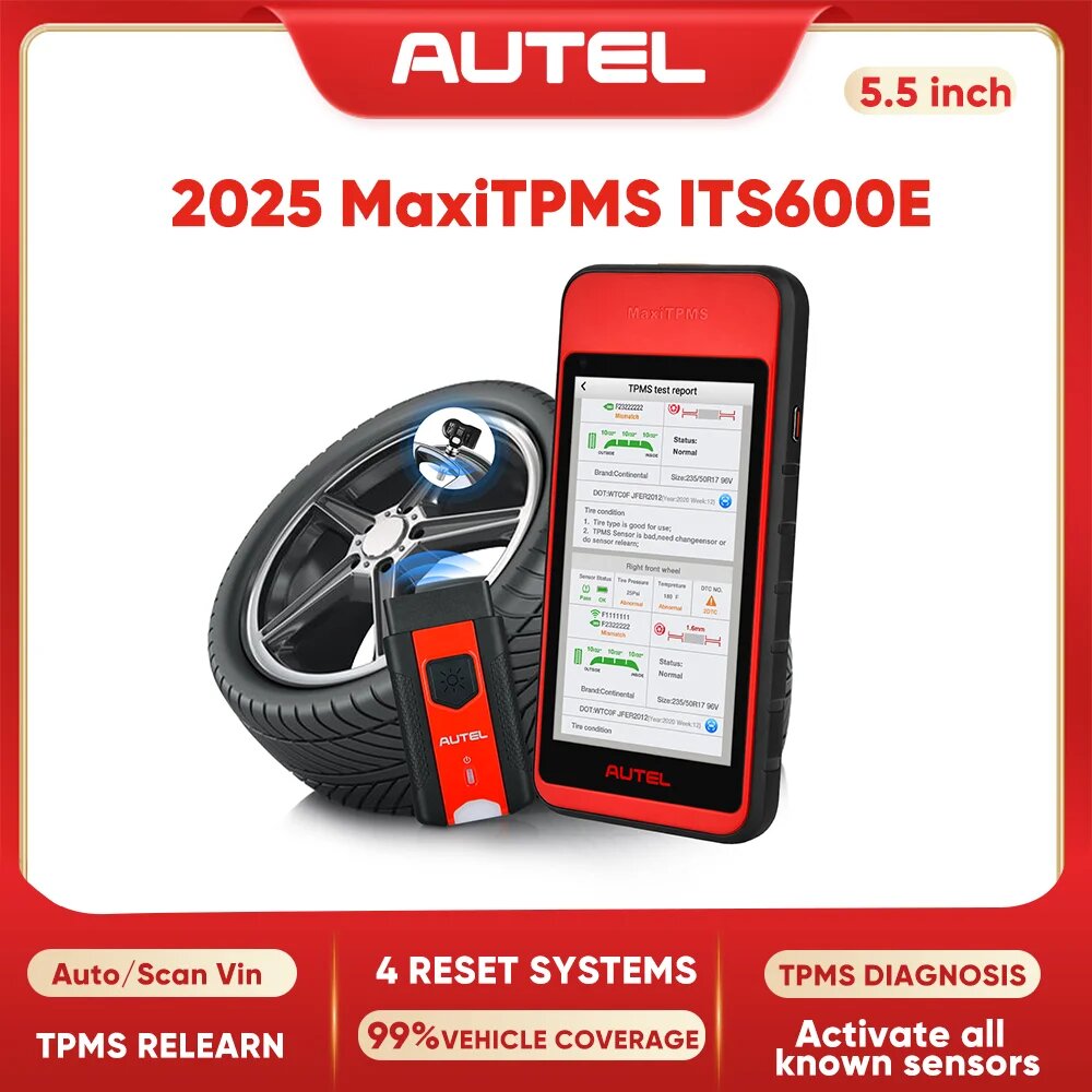 Инструмент программирования Autel MaxiTPMS ITS600E TPMS OBD2, инструмент для программирования MaxiTPMS TBE200, детектор износа тормозных дисков для глубины протектора шин, ITS600E TBE200, other language — фото 1