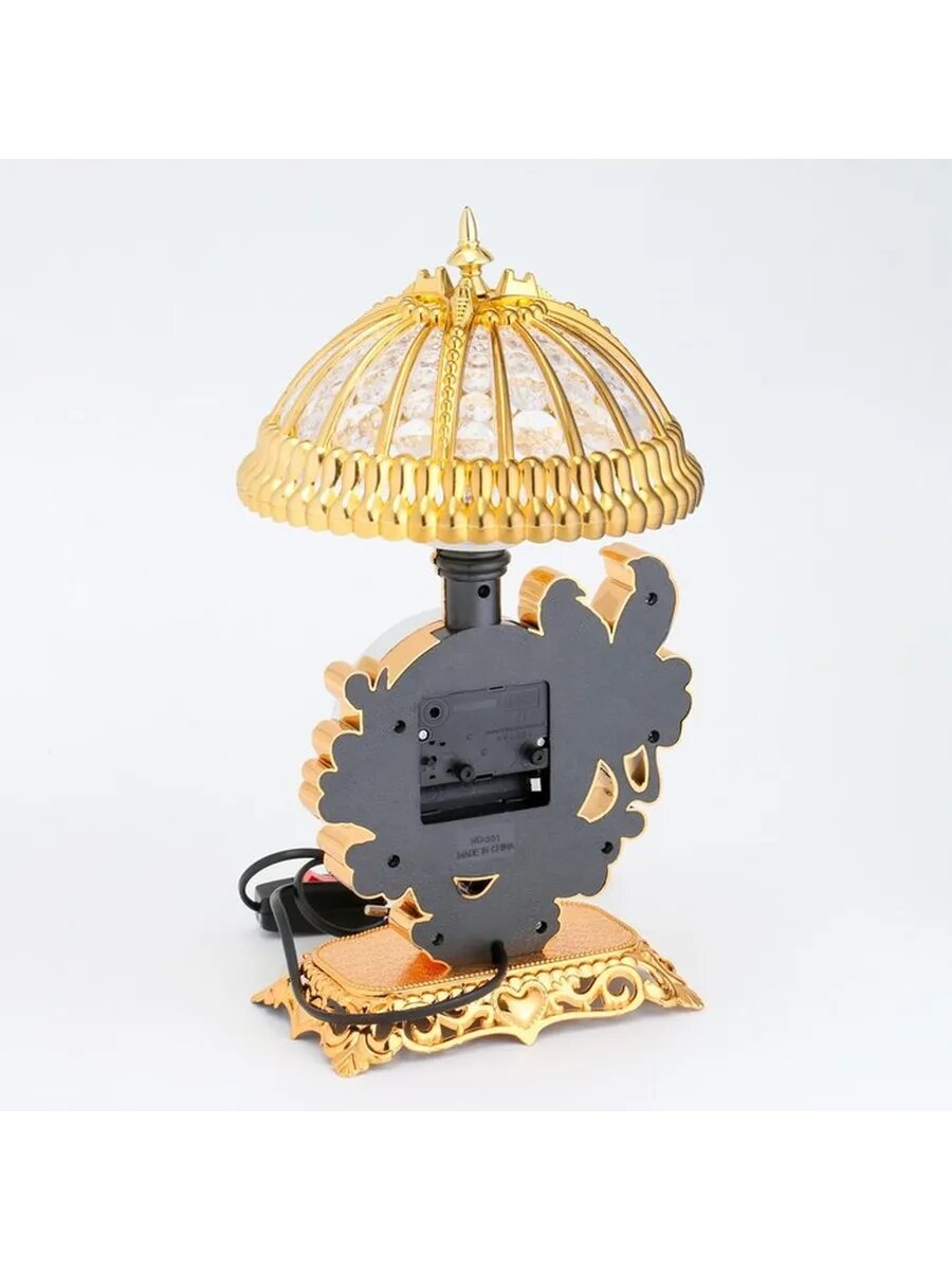 Настольные часы-лампа с попугаями и камином