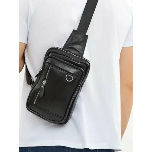 Рюкзак кросс-боди POUCHMAN, фактура гладкая, рыжий