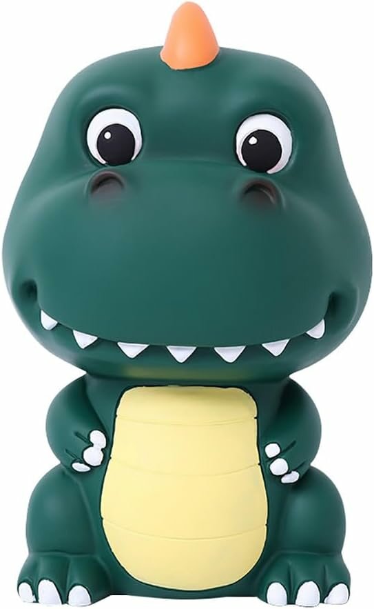Копилка DinoSaver, Динозавр Картонный Денежный Сундук для Детей, Неразбиваемый Пластиковый Сберегательный Банк для Мальчиков и Девочек, Размер 13 x 15 x 20 см, Цвета Темно-зеленый и Синий, Подарок на Дни Рождения и Приемы новорожденных