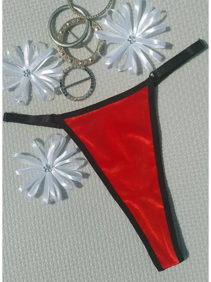 Трусы  Стринги Бархат, размер 40-44, красный