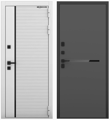Входная дверь PIANO WHITE с внутренней панелью 073- Антрацит, размер по коробке 880х2050, правая.