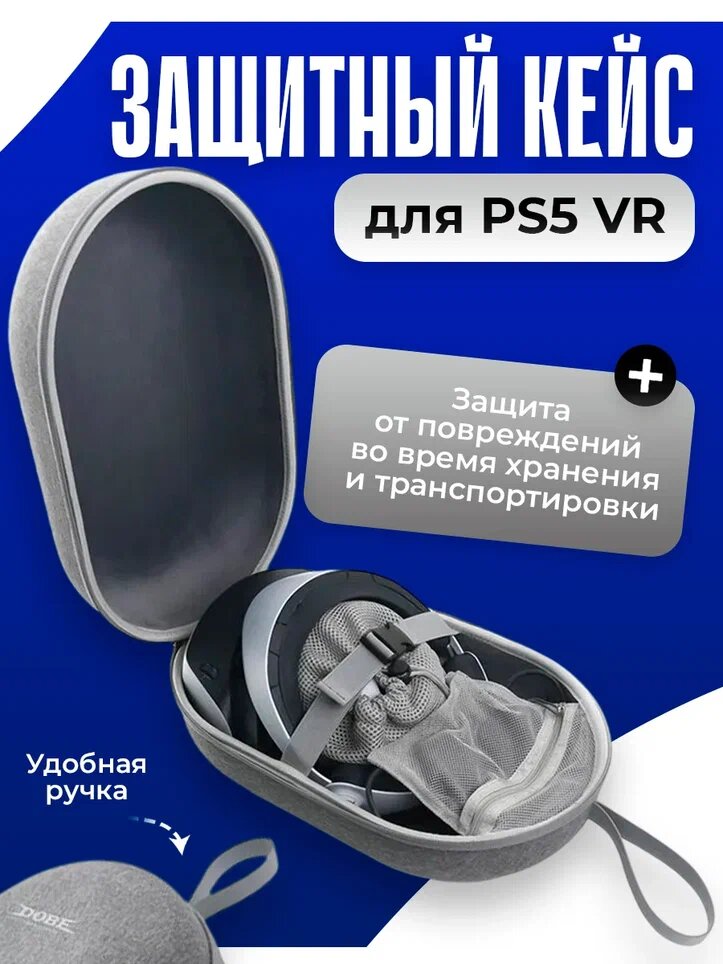 Сумка кейс для системы виртуальной реальности Sony Playstation VR2 (вмещает шлем, контроллера и провода) + заглушки