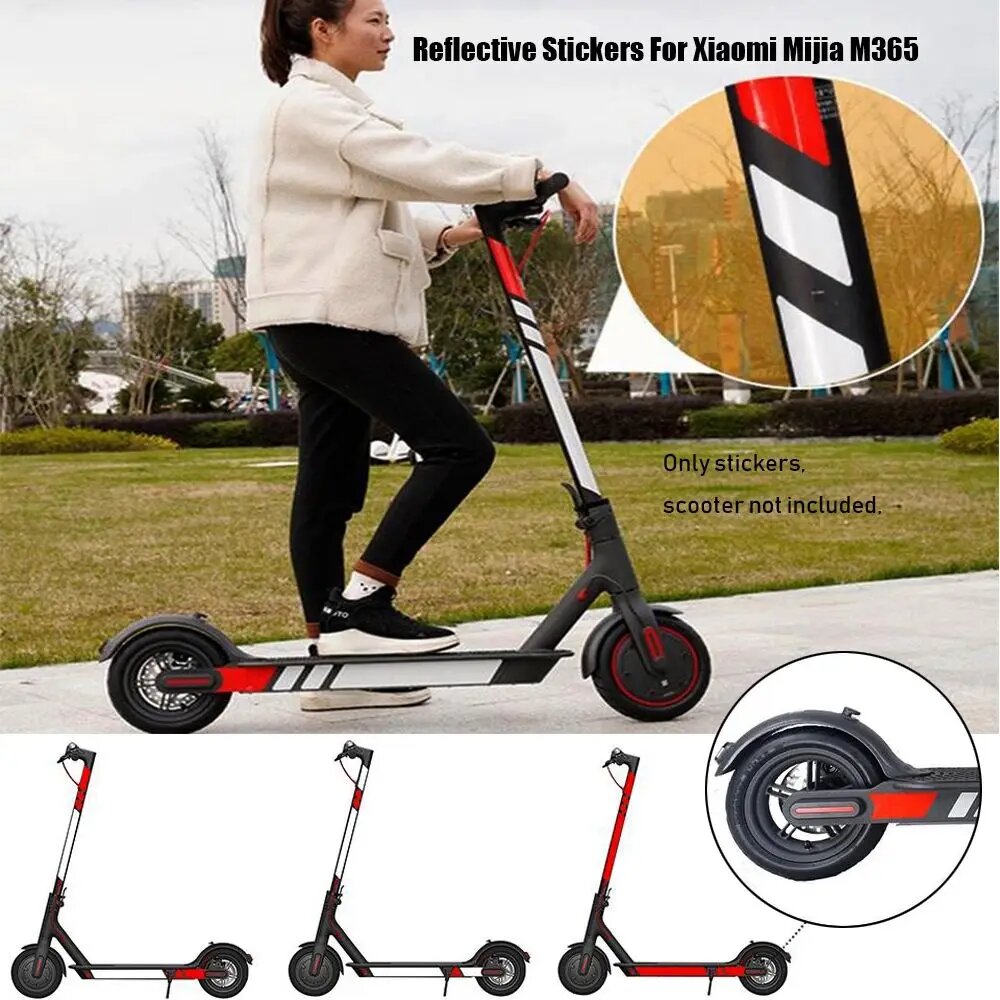 Изображение Запчасти для электрического скутера, отражающие световые бирки, наклейки, светоотражающие стильные наклейки, наклейка для скейтборда для Xiaomi Mijia M365 Красный, 11