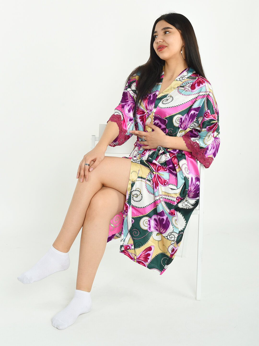 Халат-кимоно для кормящих мам Belweiss, размер Free, зеленый — фото 1