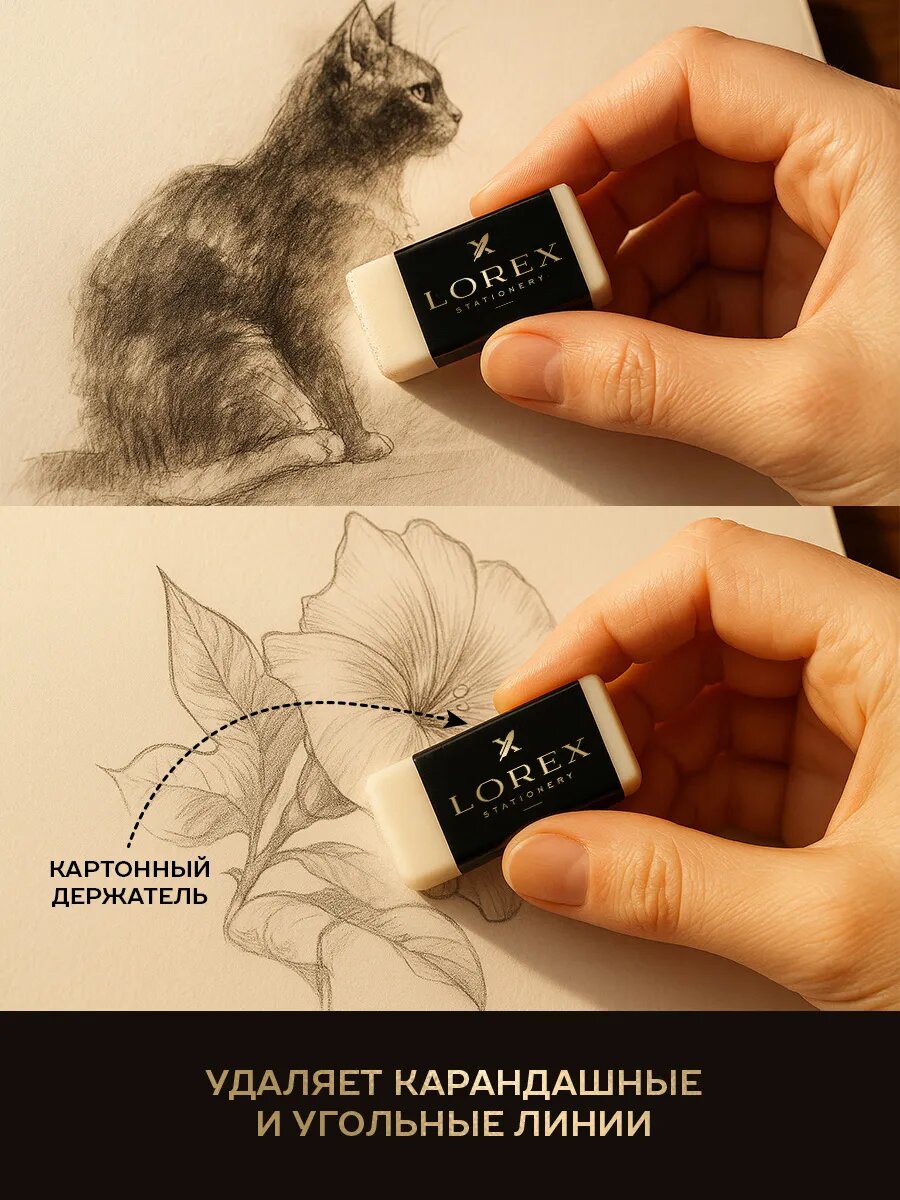 Набор ластиков школьных антипыль 4 штуки Lorex SUPERIOR мягкие белые — фото 1