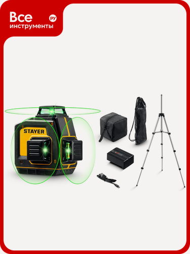 Изображение товара Зеленый лазерный нивелир STAYER SL-3D #3, 50м, точн. +/-0,5 мм/м, штатив 34963-3