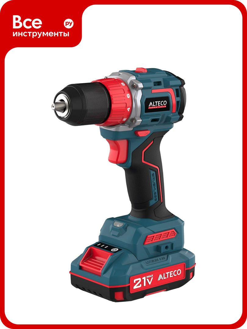 Бесщеточная аккумуляторная дрель шуруповёрт ALTECO CD 21-60 BL 82042