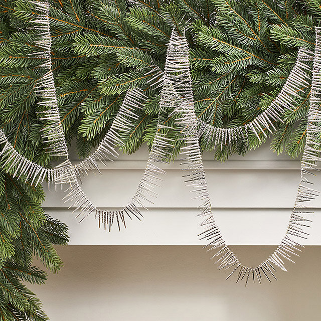 Бусы на елку Vintage Fringe - Silver 270 см пластиковые